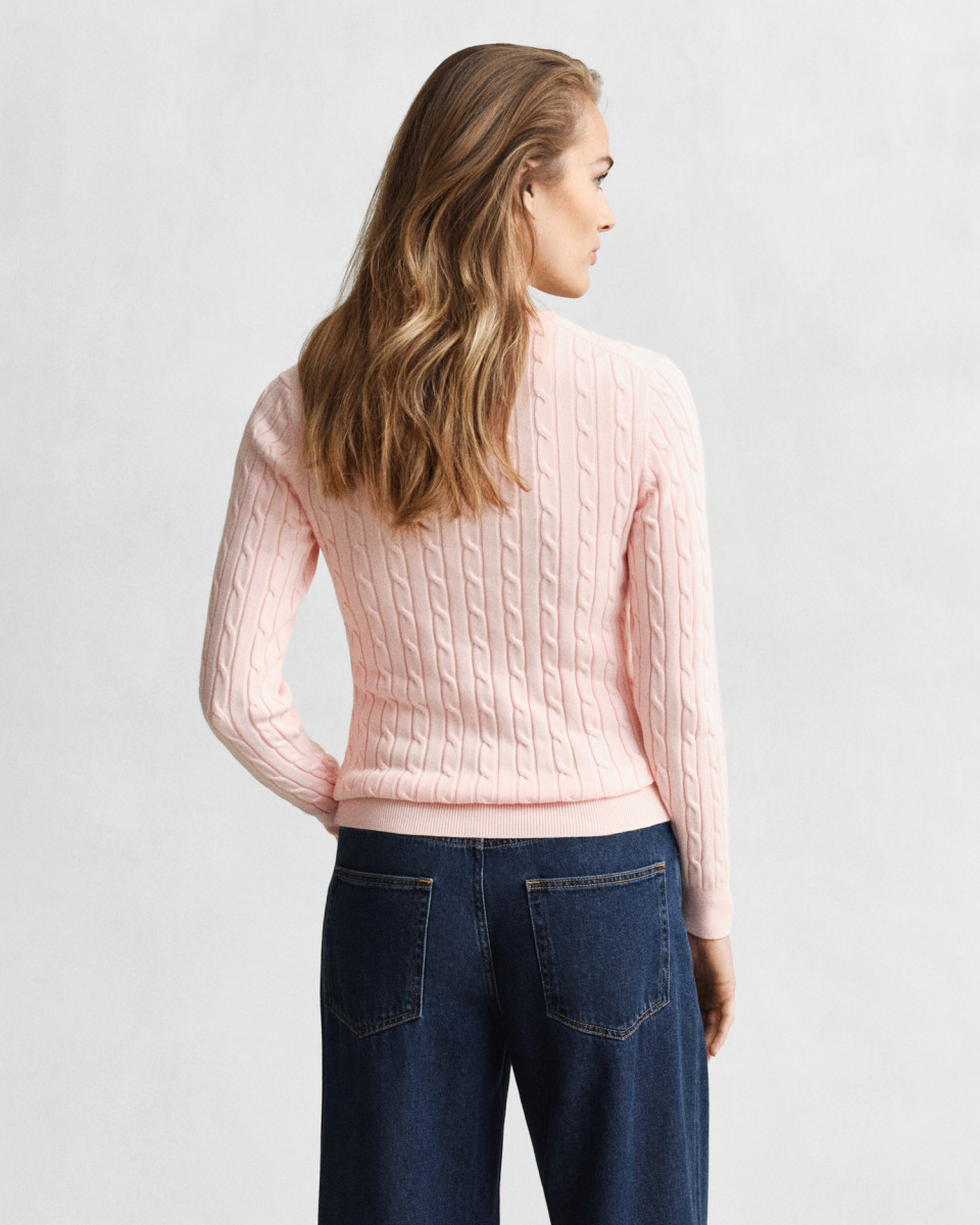 Damen Rundhalspullover Zopfstrick
