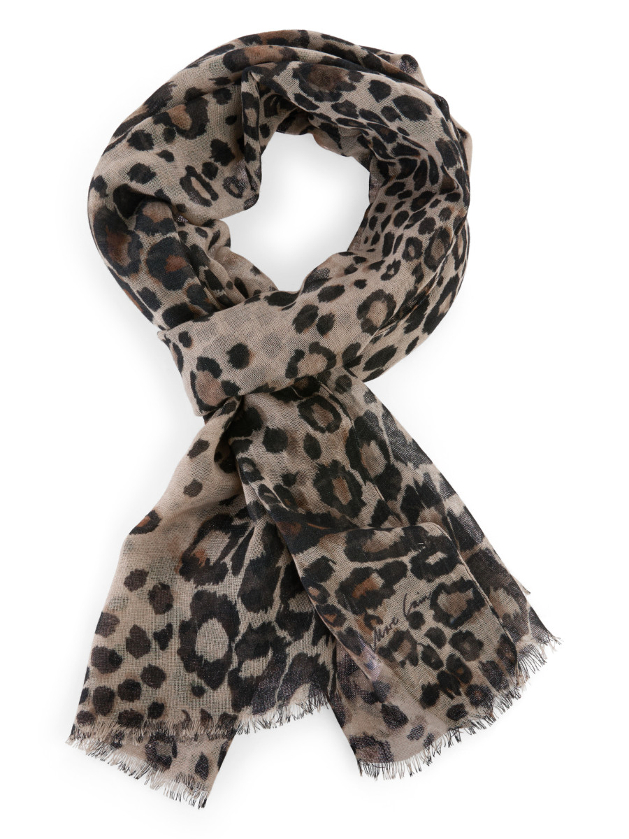 Leo-Print Schal mit Kaschmiranteil