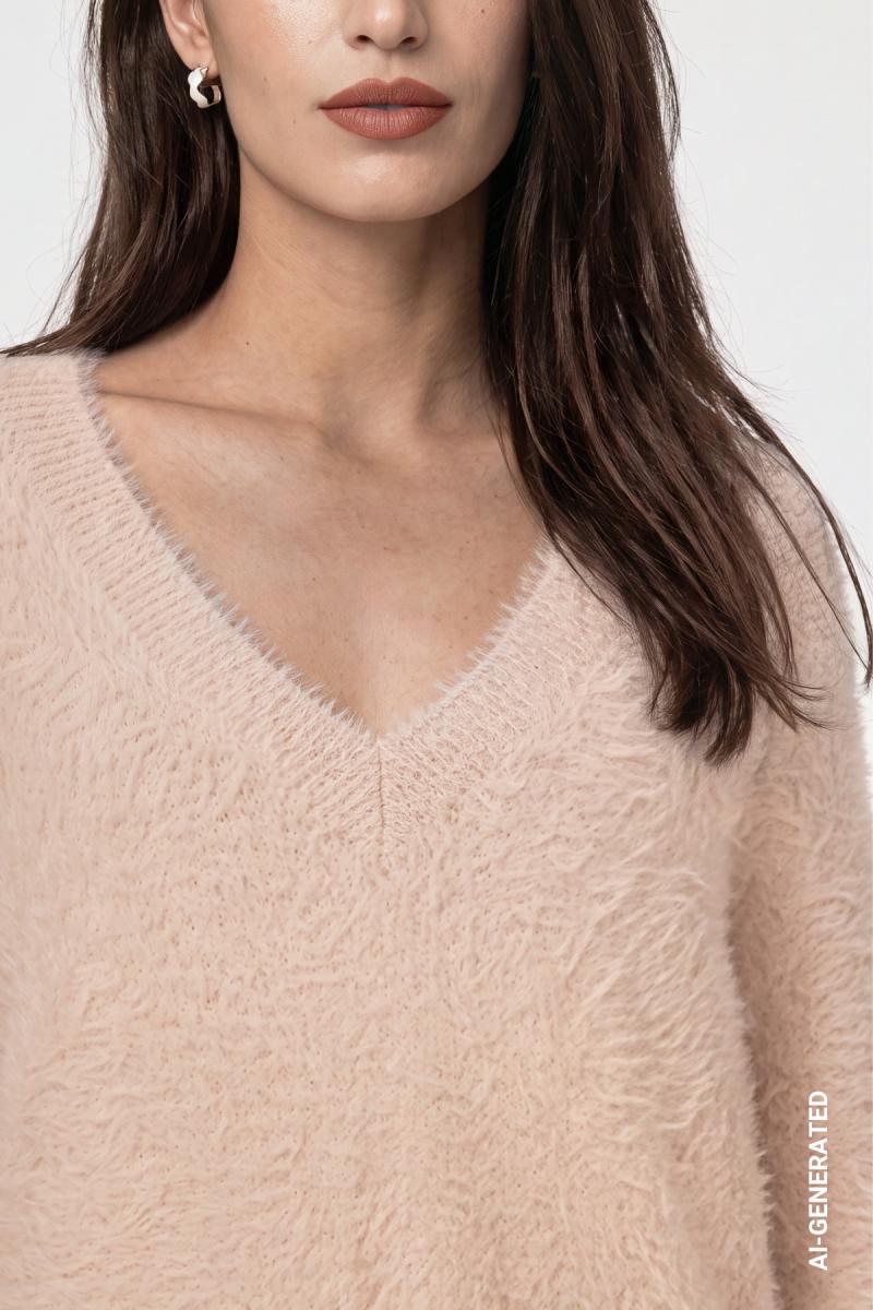 Damen Strickpullover mit V-Ausschnitt