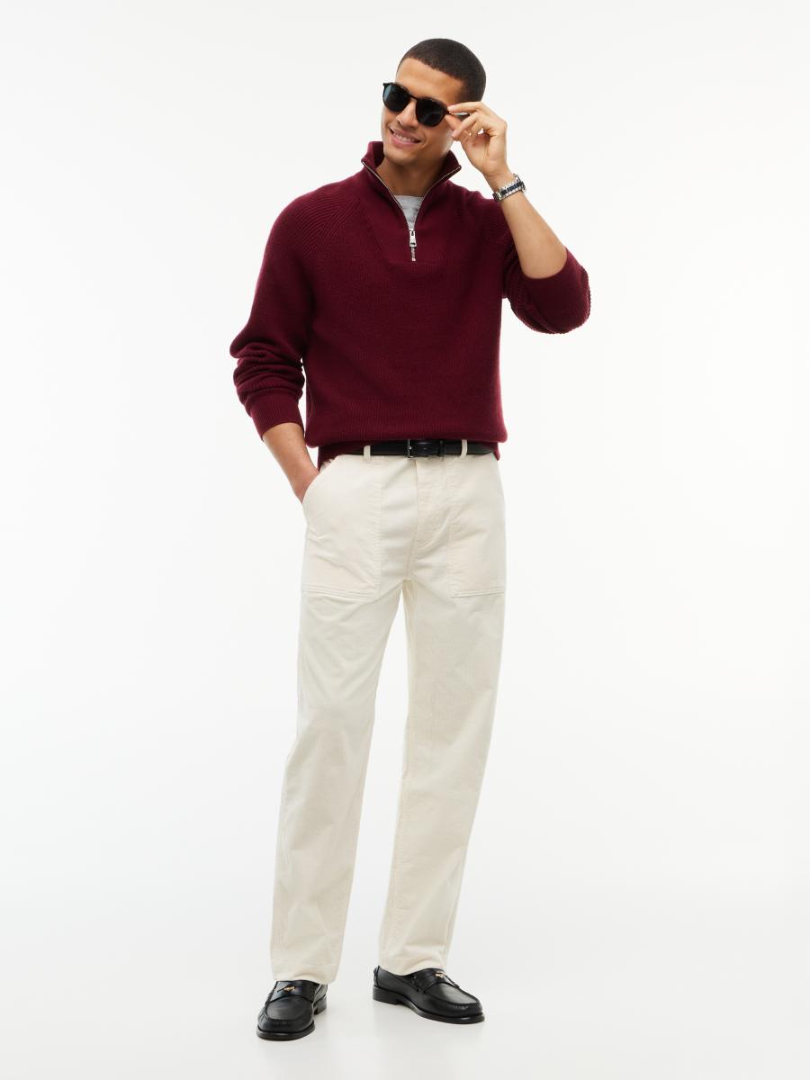 Herren Pullover Fisherman Rib Zip Mock