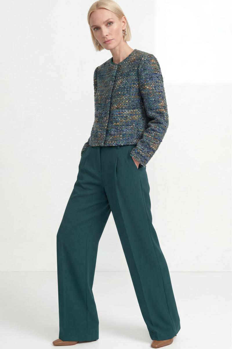 Damen Hose Pleated Wide Leg