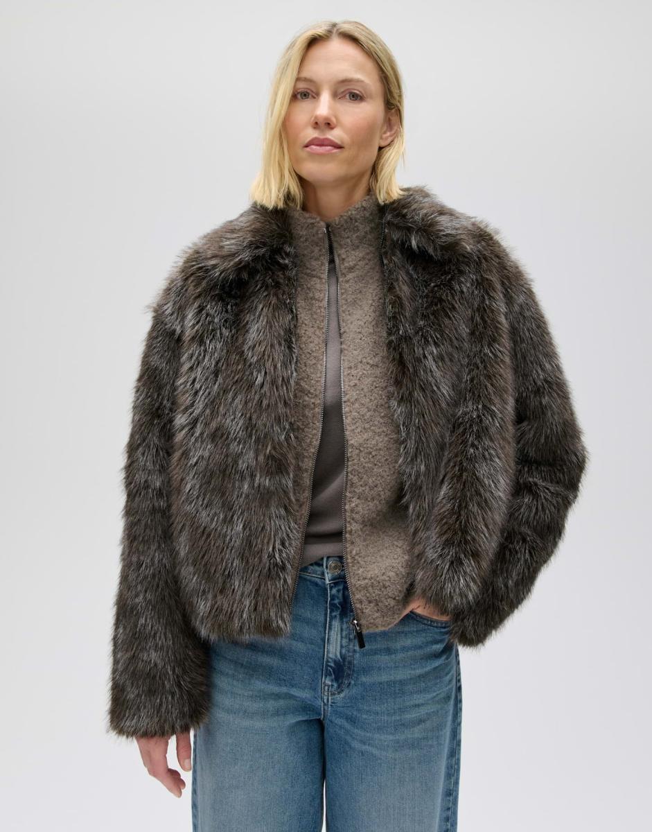Damen Kunstfelljacke