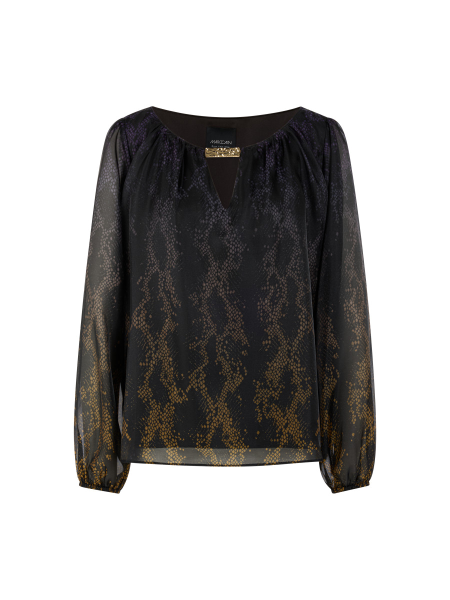 Doppellagige Bluse mit Snakeprint