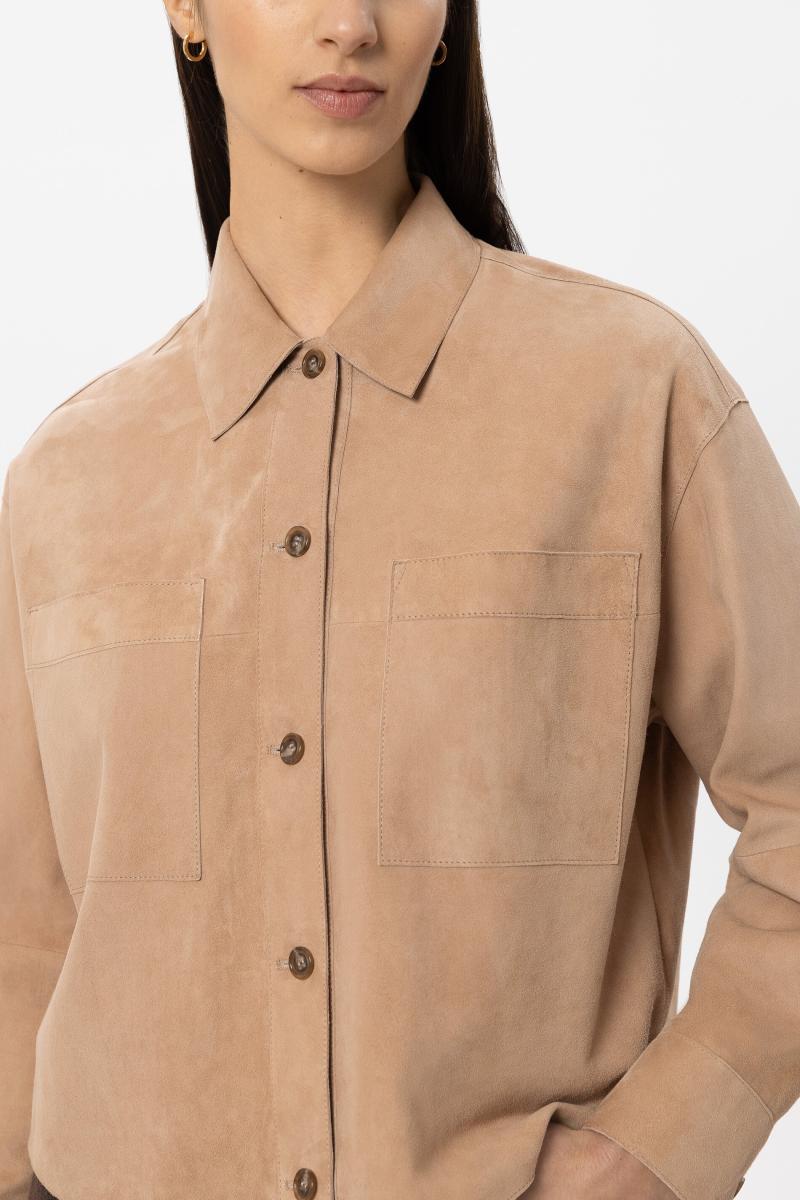 Damen Veloursleder-Overshirt