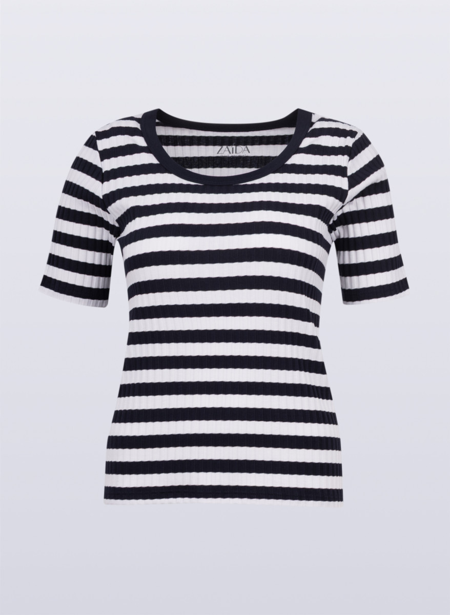 Damen Rippen-Ringel Shirt