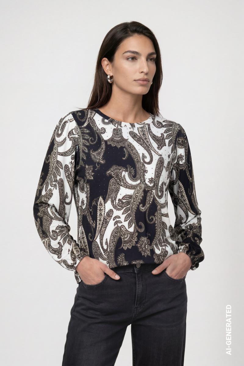Damen Sweatshirt mit Paisleymuster