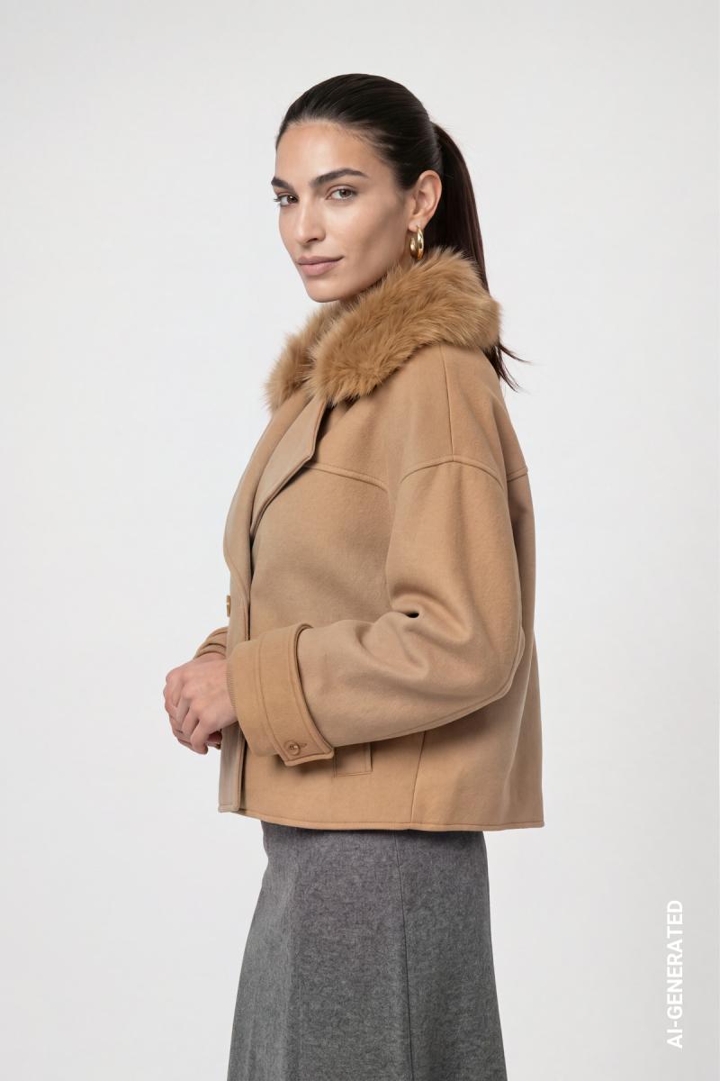 Damen Jacke mit Kunstfellkragen