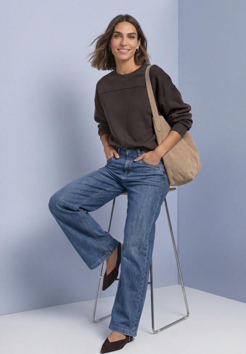 Damen Sweatshirt Mit Zierdetail