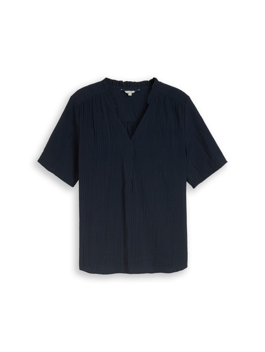 Curvy Crinkle Bluse mit V-Ausschnitt