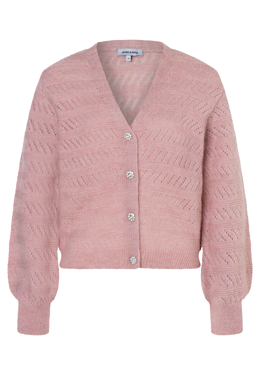 Damen Ajour-Cardigan mit Glanzknöpfen