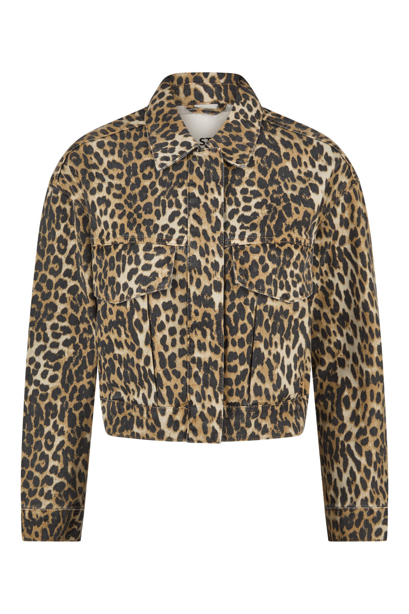 Damen Jeansjacke mit Leo-Print