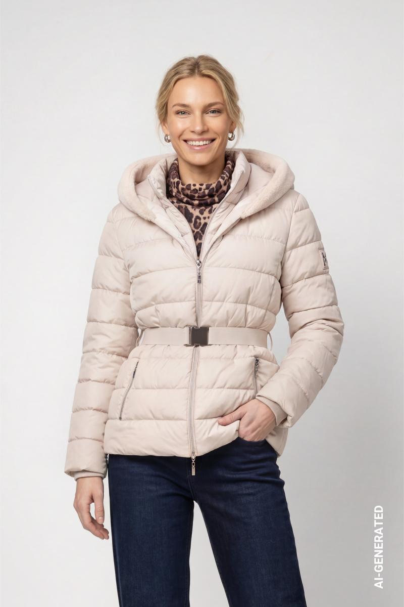 Damen Steppjacke Mit Taillengürtel