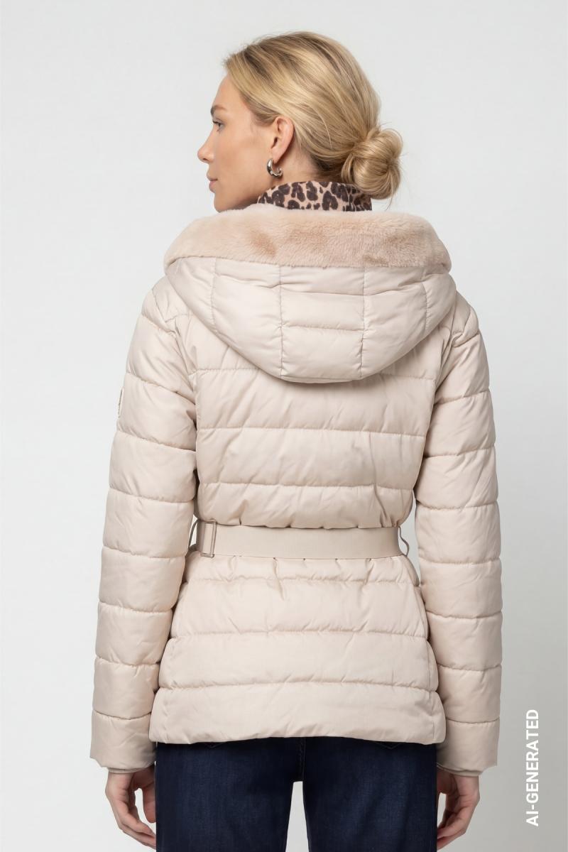 Damen Steppjacke Mit Taillengürtel