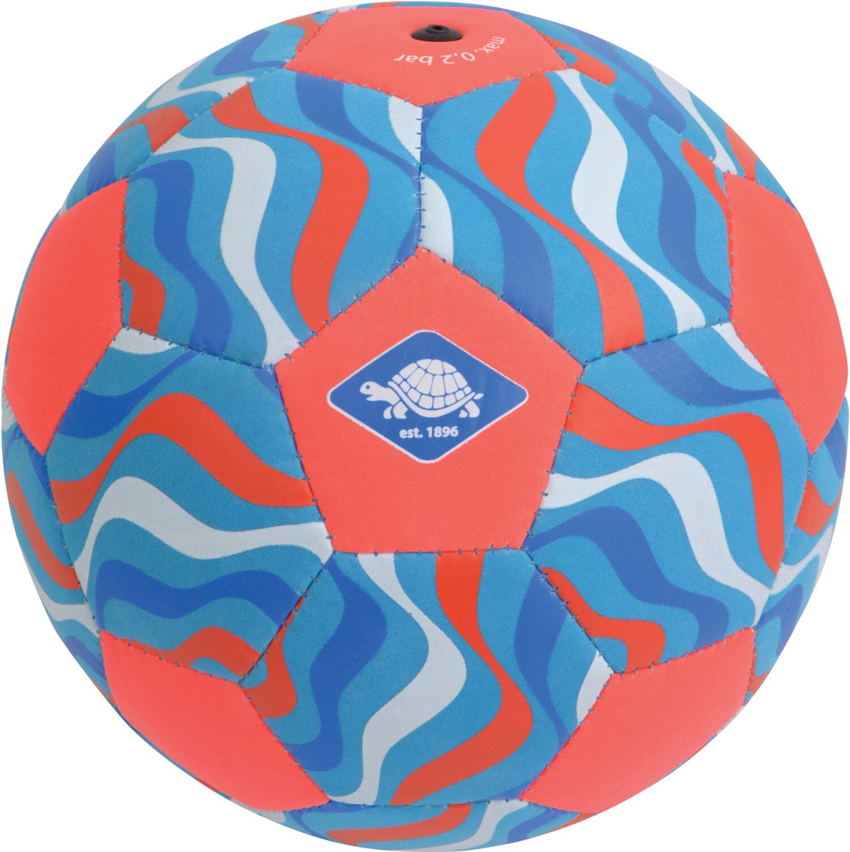 SCHILDKRÖT Ball Schildkröt Neopren Beachsoccerball, Größe 5, Ø 21 cm, normale Größe, farblich sortiert, griffige textile Oberfläche, salzwasserfest, ideal für Strand & Garten, 970287
