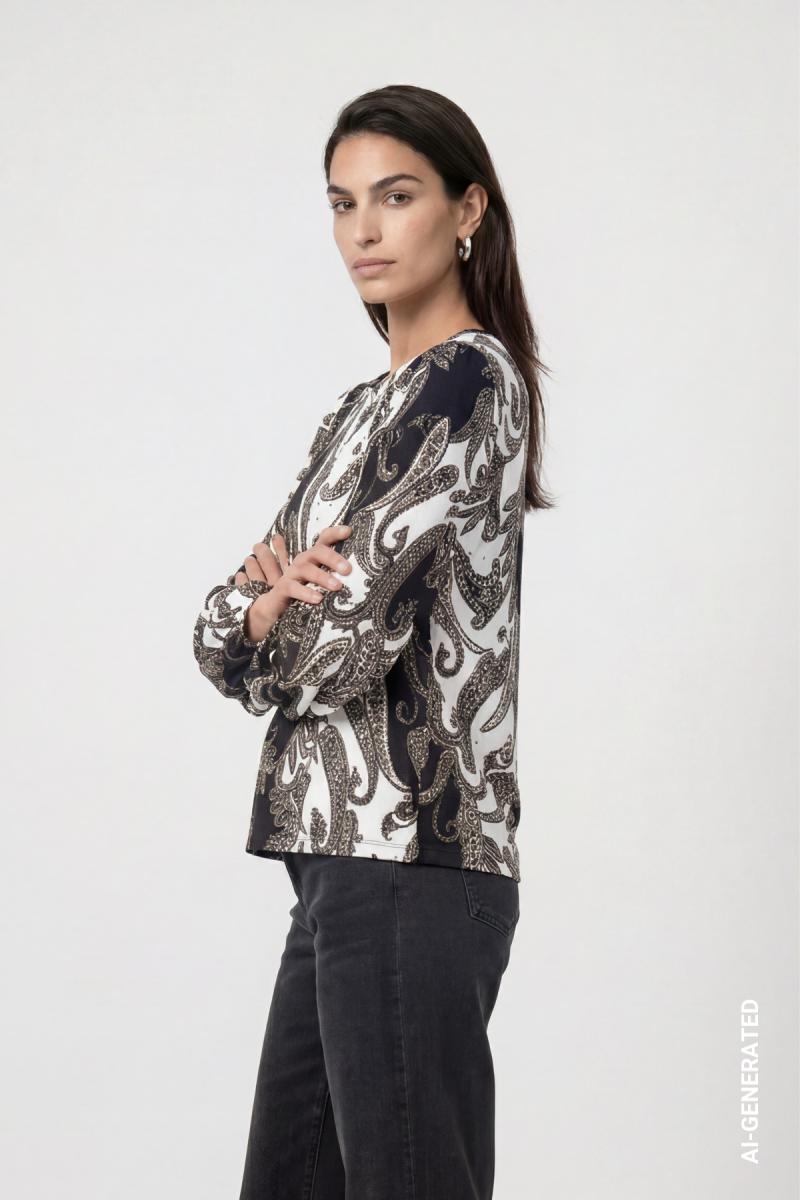 Damen Sweatshirt mit Paisleymuster