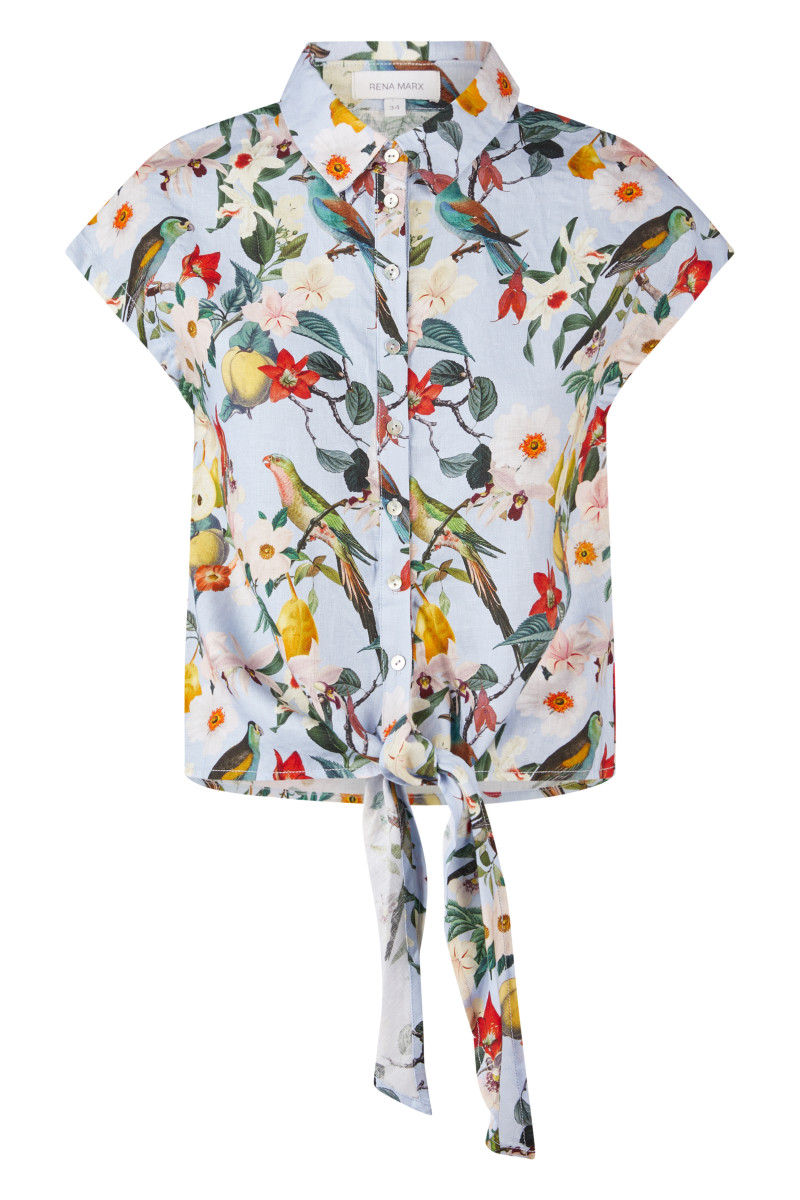 Leinenbluse mit Allover-Print