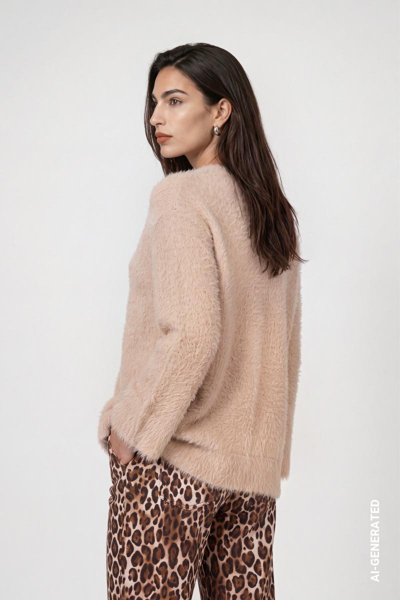 Damen Strickpullover mit V-Ausschnitt