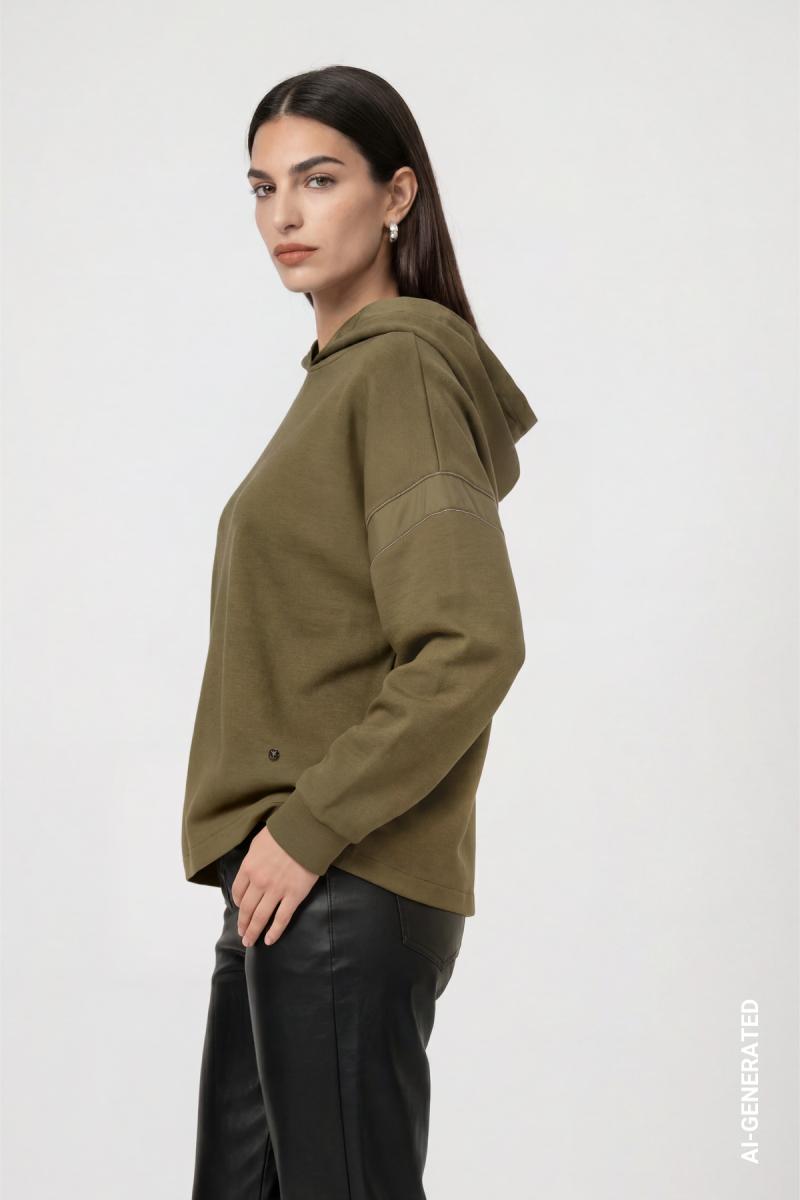 Damen Sweatshirt mit Stoffeinsatz