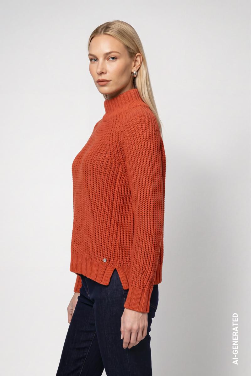 Damen Strickpullover mit Stehkragen