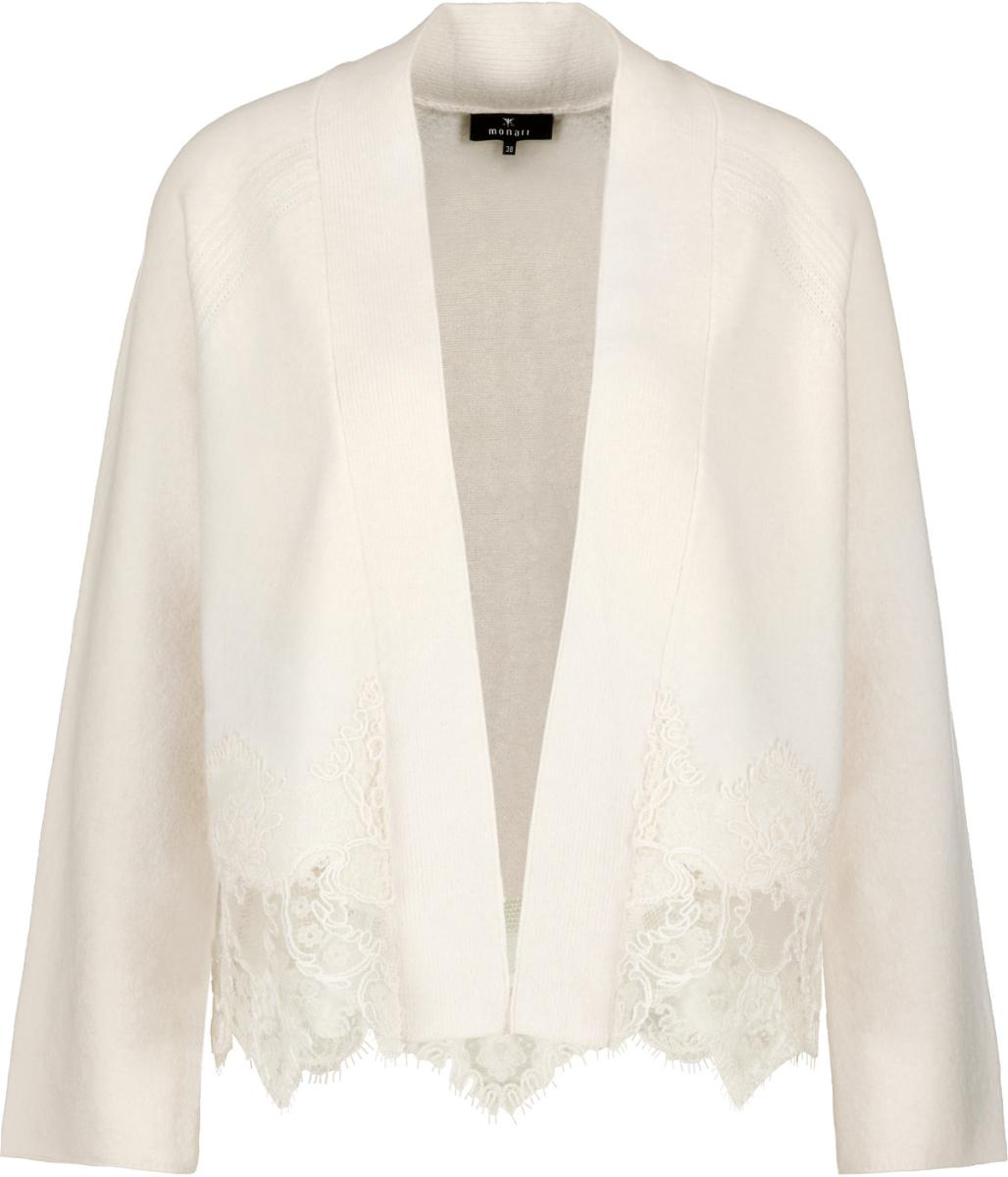 Damen Strickjacke mit Spitzenborte