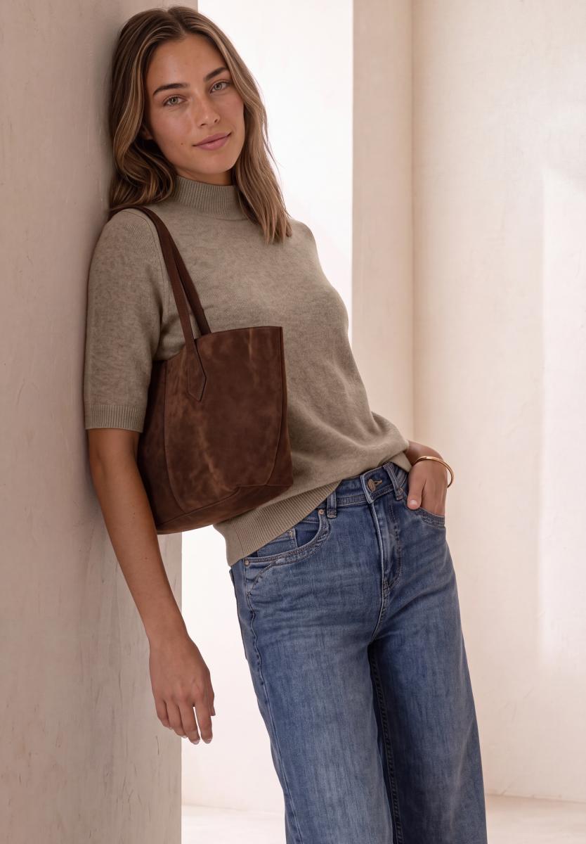 Damen Rollkragen-Pullover Mit Kurzen Ärmeln