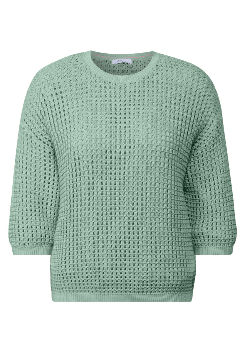 Damen Strickpullover in Häkel-Optik