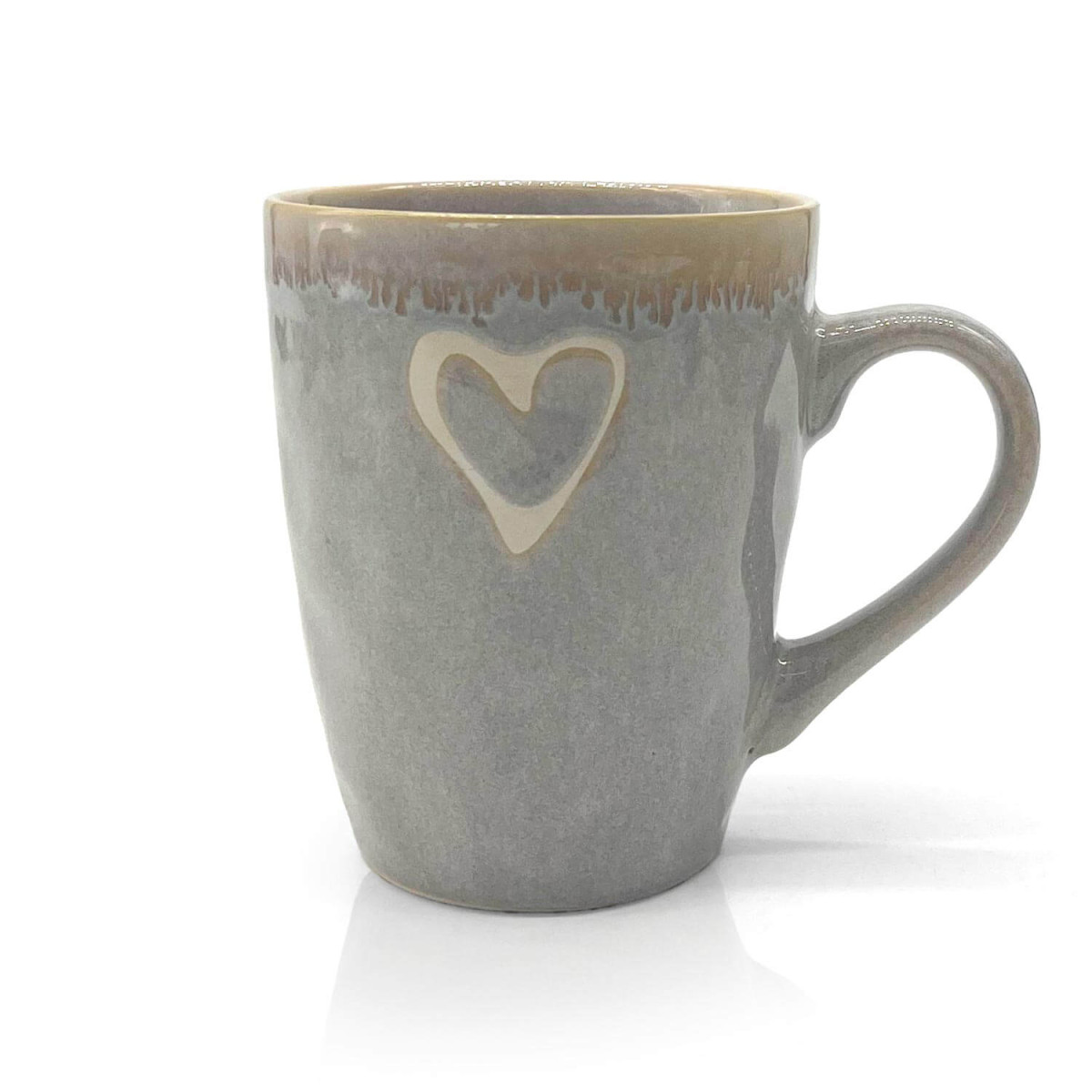 Stoneware Becher mit Henkel und Herzsymbol