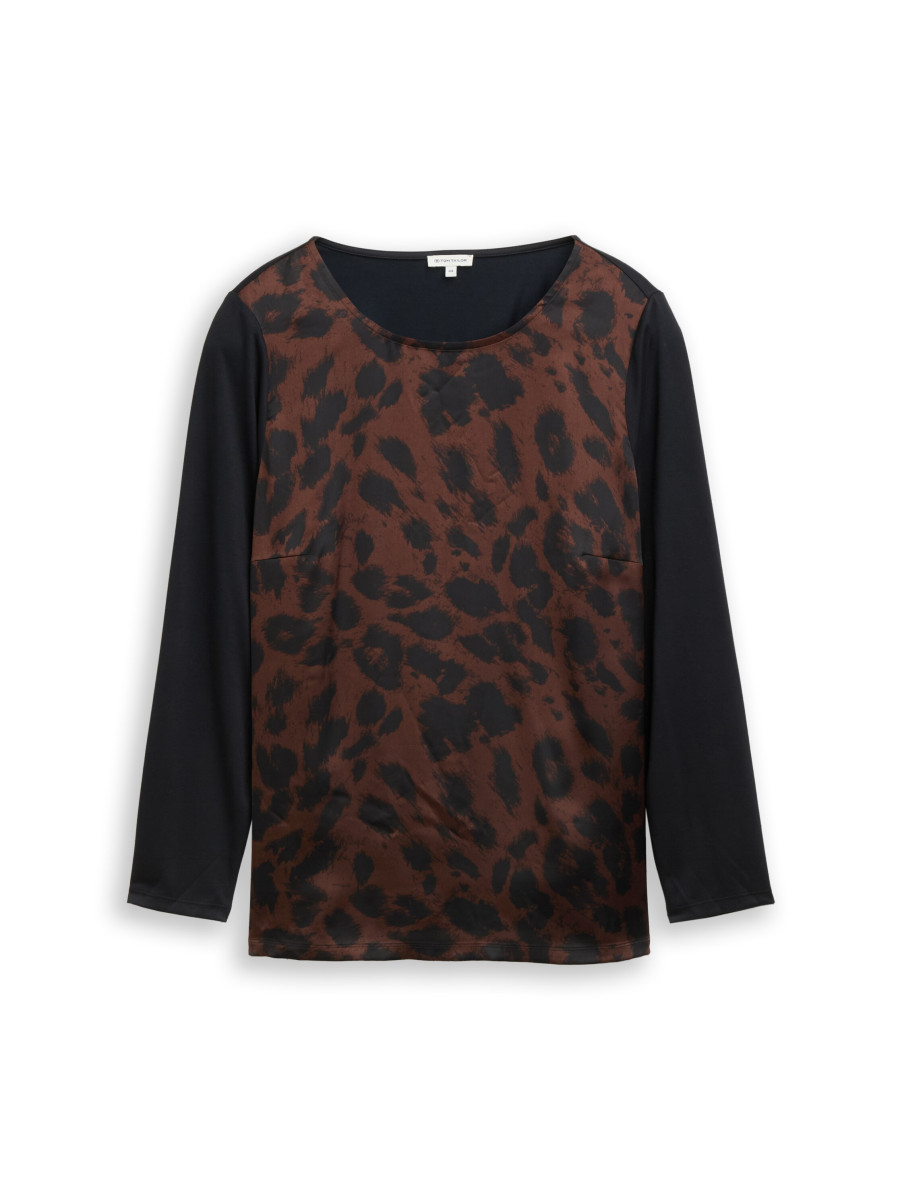 Curvy Langarmshirt mit Leo-Print