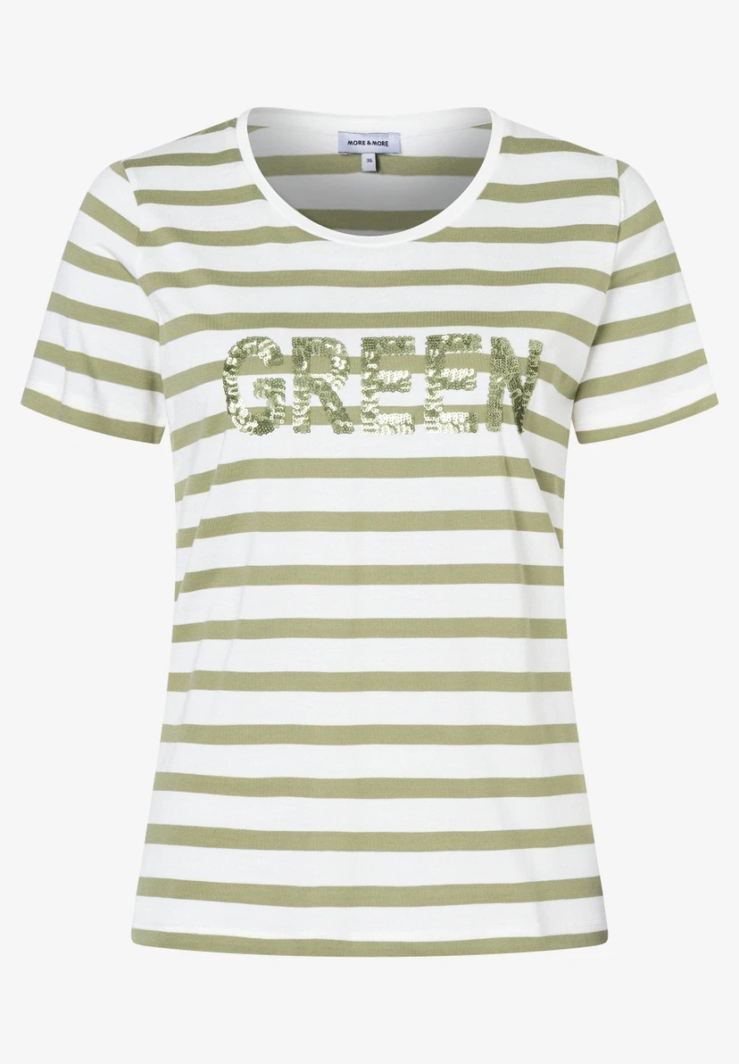 Damen Streifenshirt mit Paillettenschrift