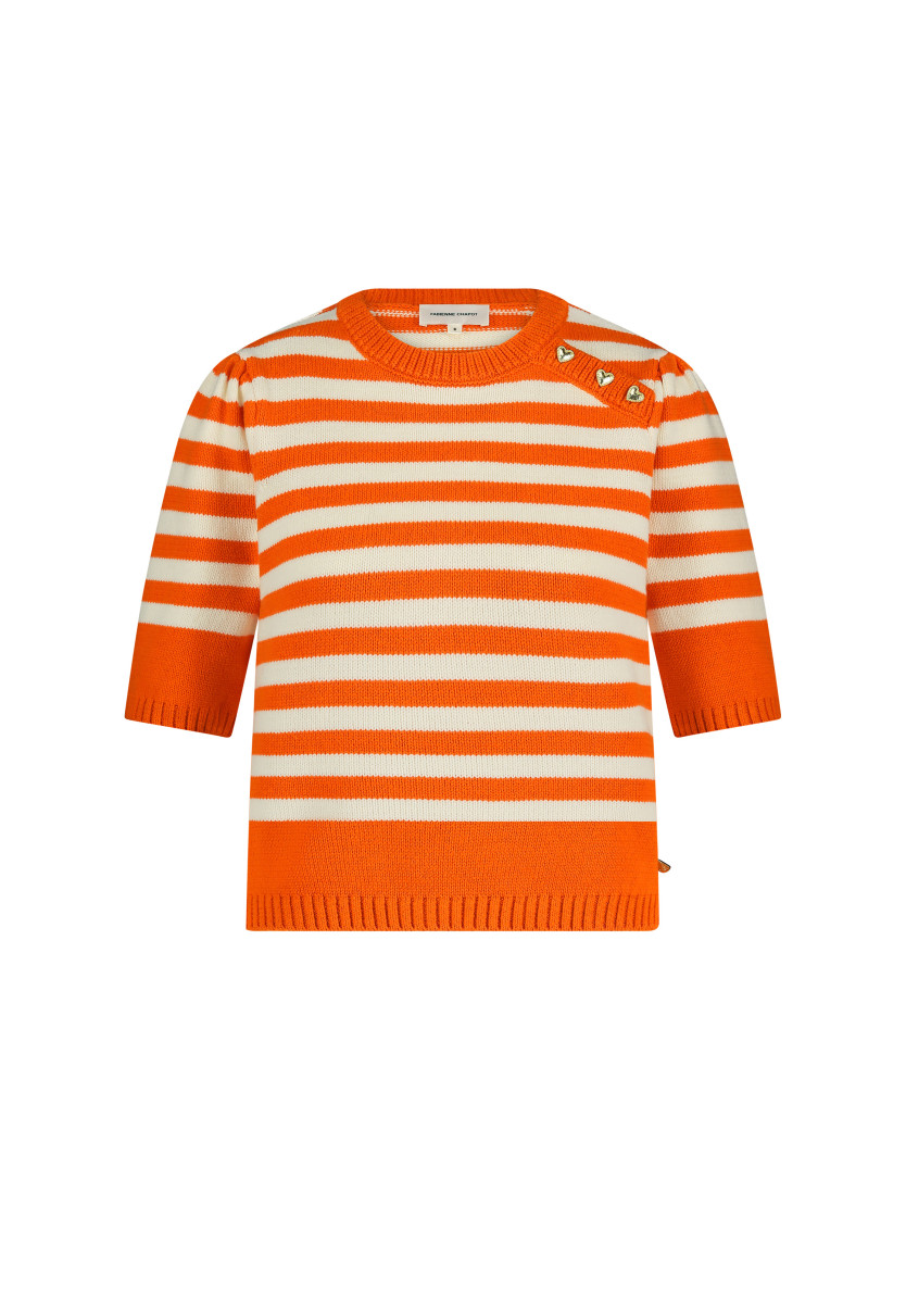 Damen Kurzarm-Pullover mit Streifenmuster