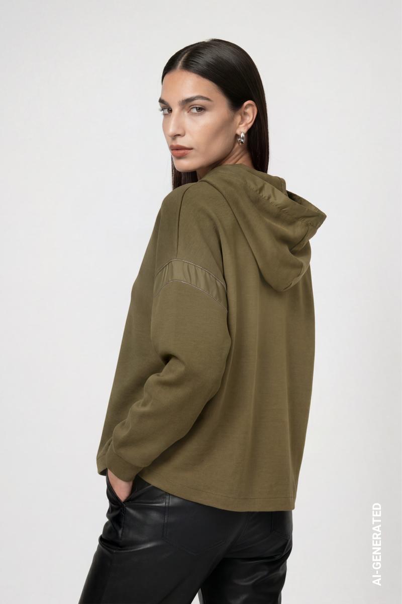 Damen Sweatshirt mit Stoffeinsatz