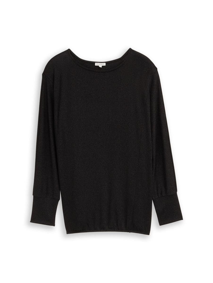 Curvy Loose Fit Langarmshirt mit Glitzer-Effekt