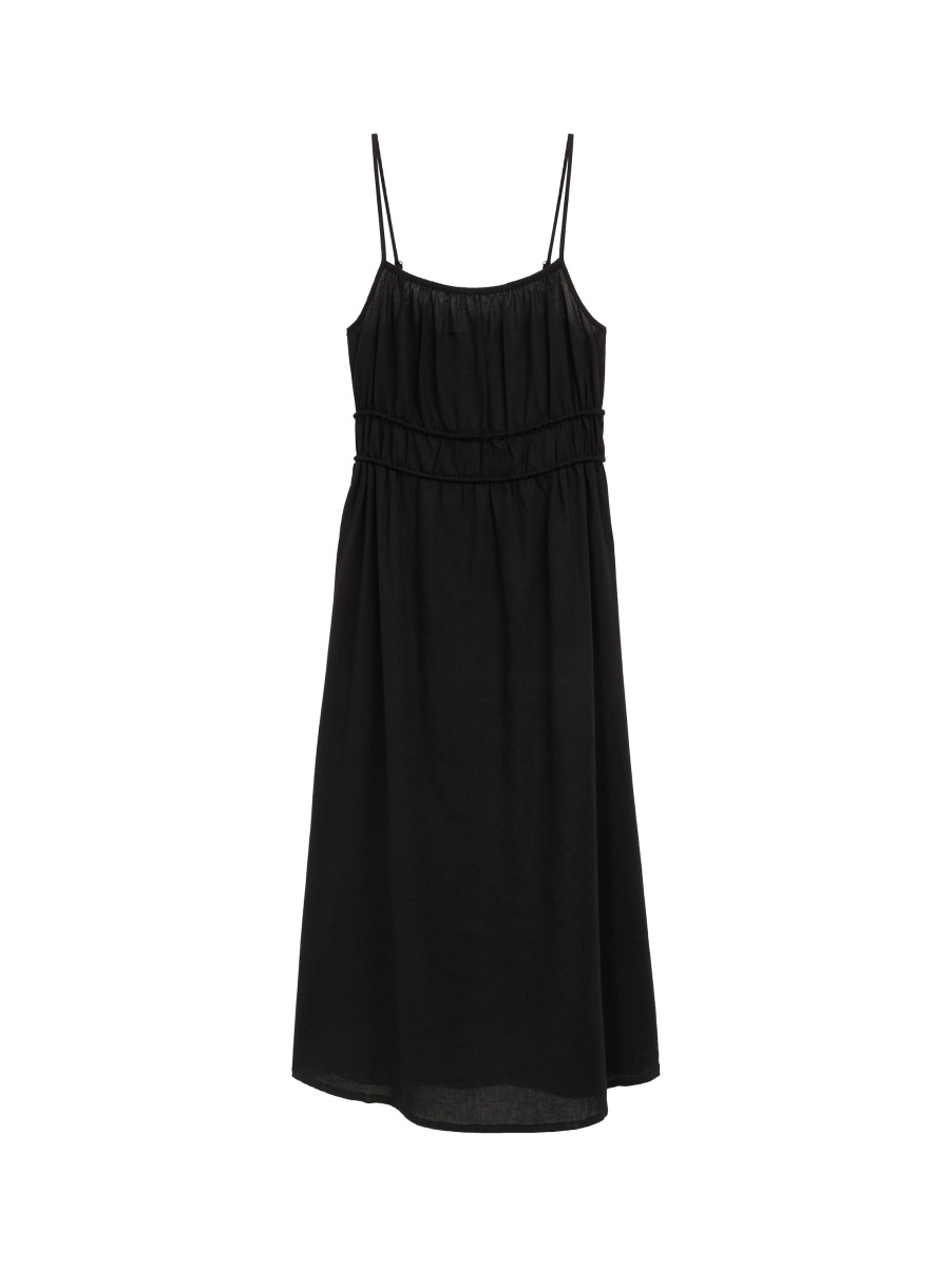 Midi-Trägerkleid mit Leinenanteil