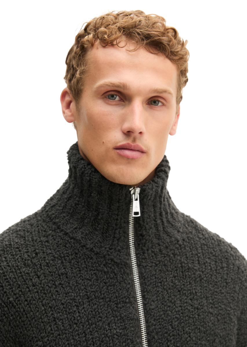 Herren Bouclé-Strickjacke