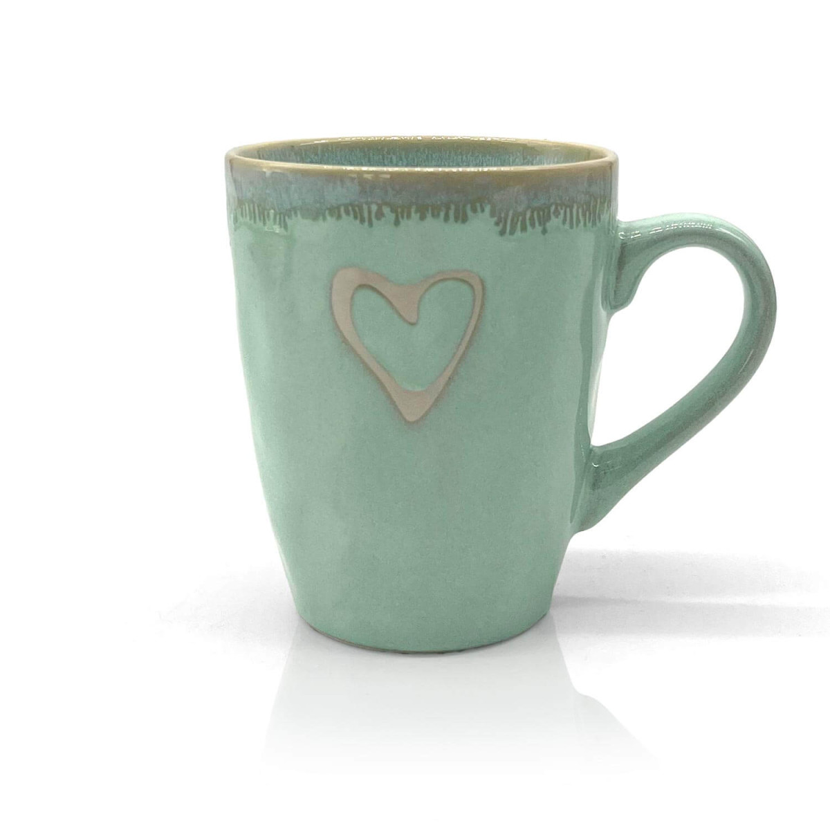 Stoneware Becher mit Henkel und Herzsymbol