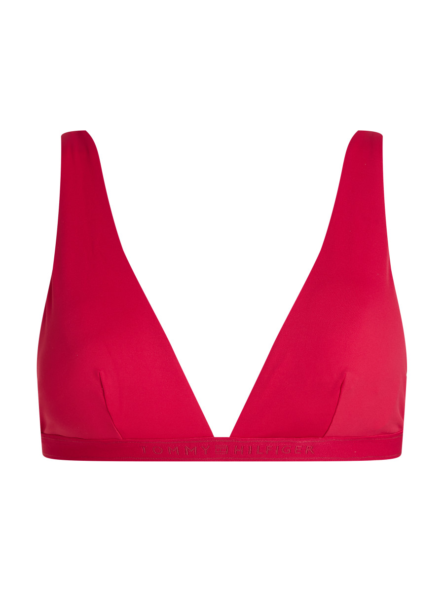 Bikinioberteil mit tiefem Dekolleté und Logo