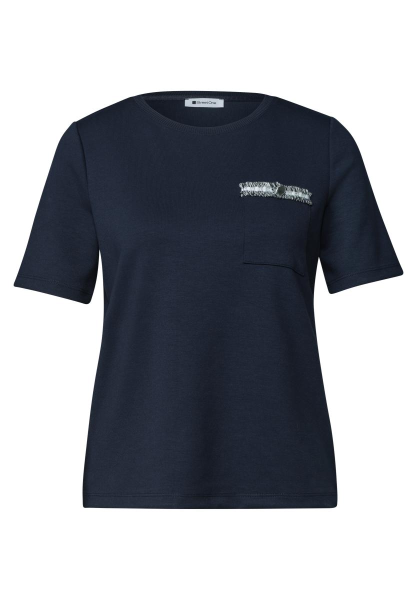 Damen T-Shirt Mit Dekorativer Brusttasche