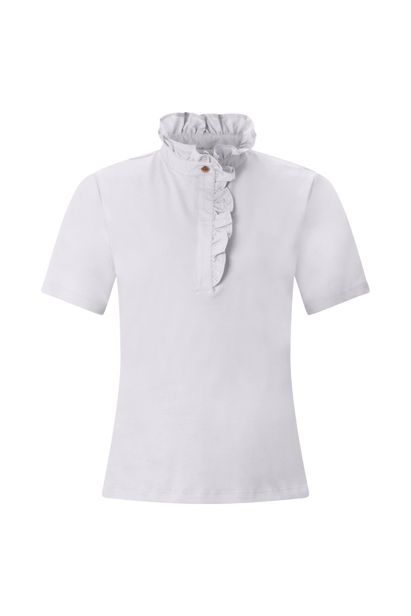 Damen Poloshirt O Frill Collar