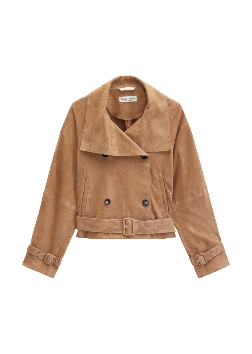 Damen Leder-Trenchjacke