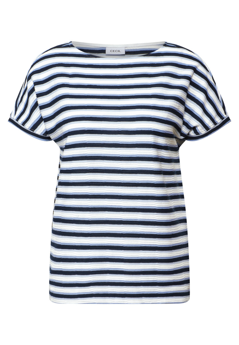 Damen Gestreiftes Strukturshirt