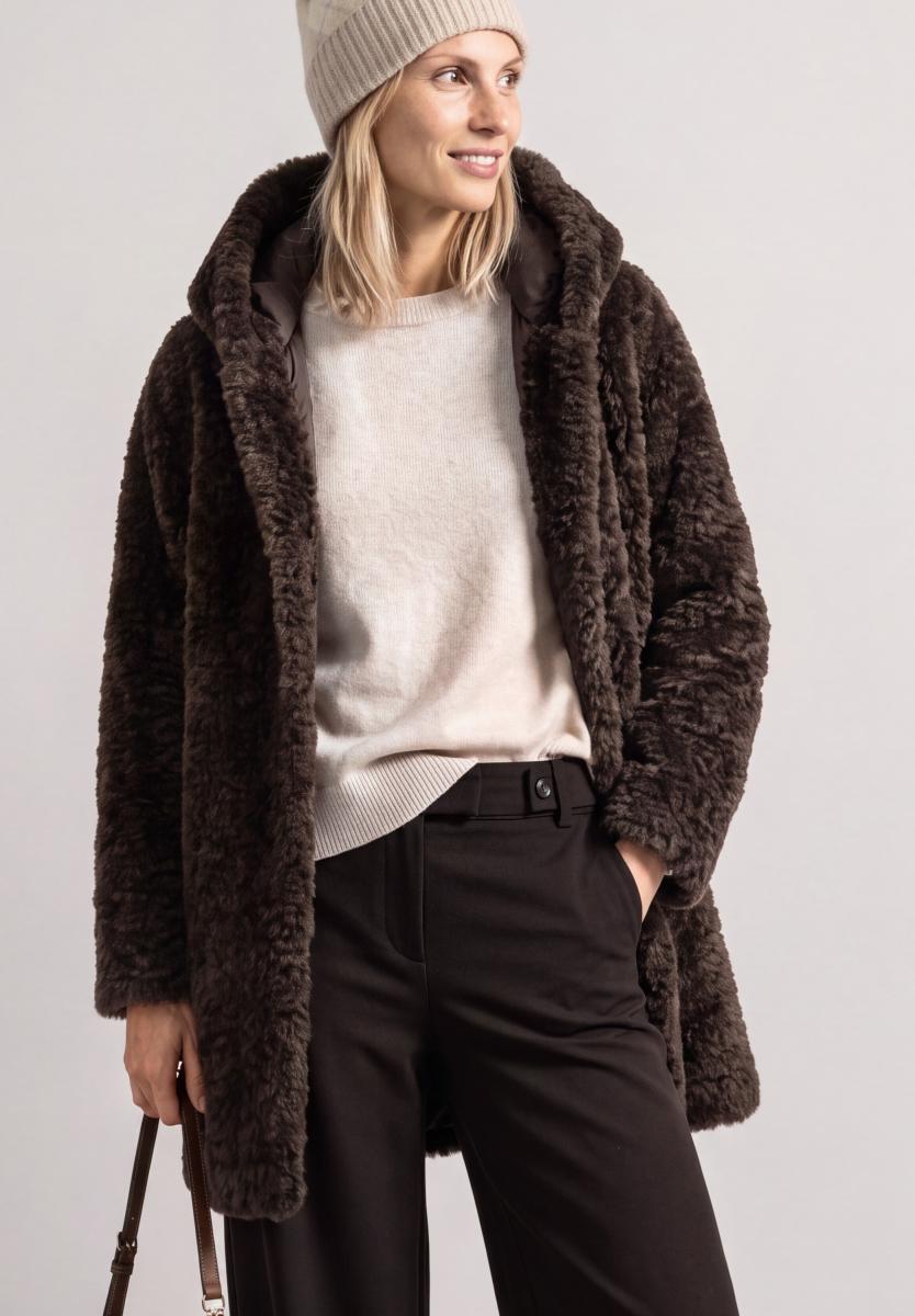 Damen Teddymantel