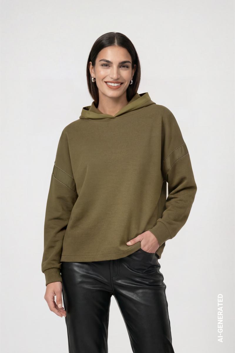 Damen Sweatshirt mit Stoffeinsatz