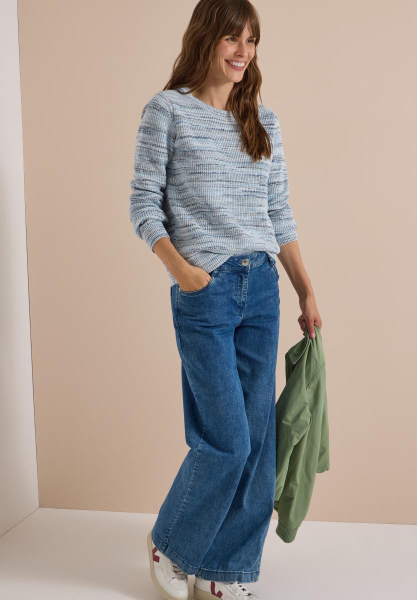 Damen Pullover mit Rundhals und Space-Dye-Optik