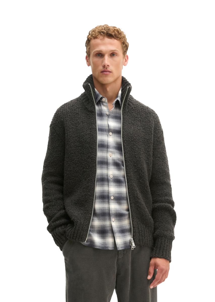 Herren Bouclé-Strickjacke