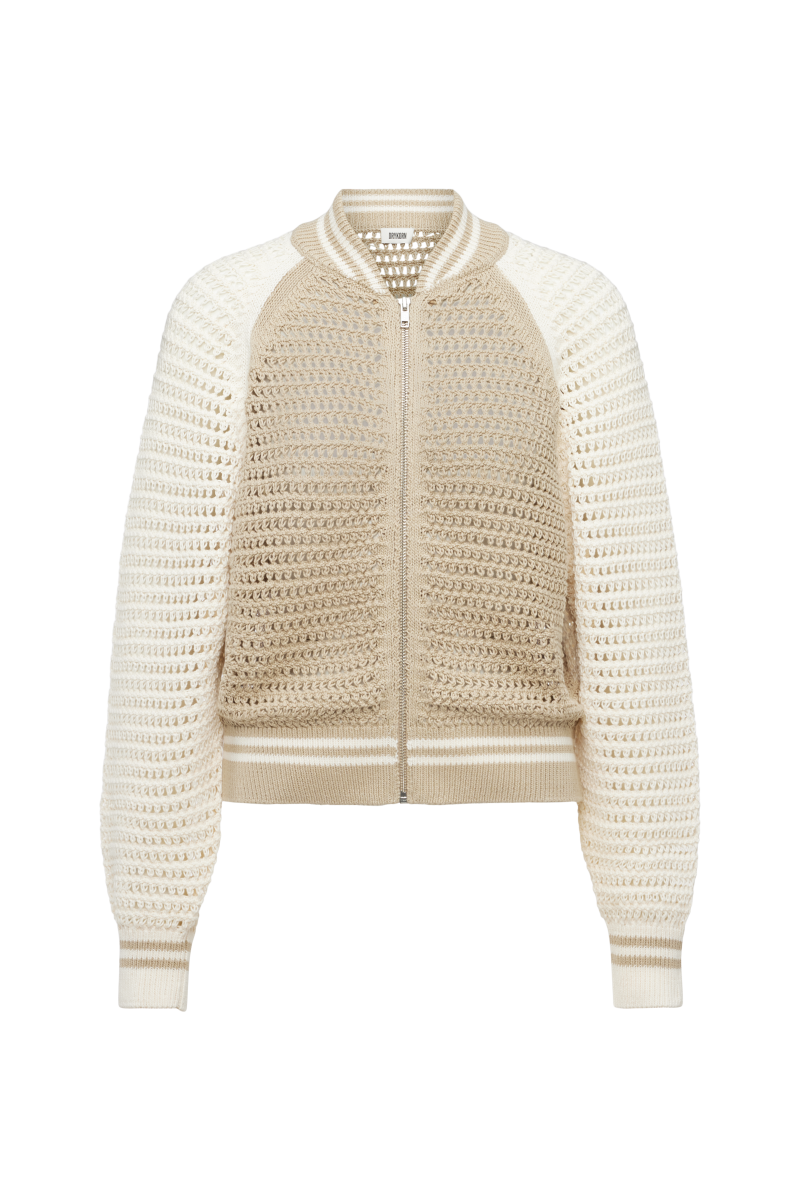 Damen Strick-Blouson in Häckelstruktur