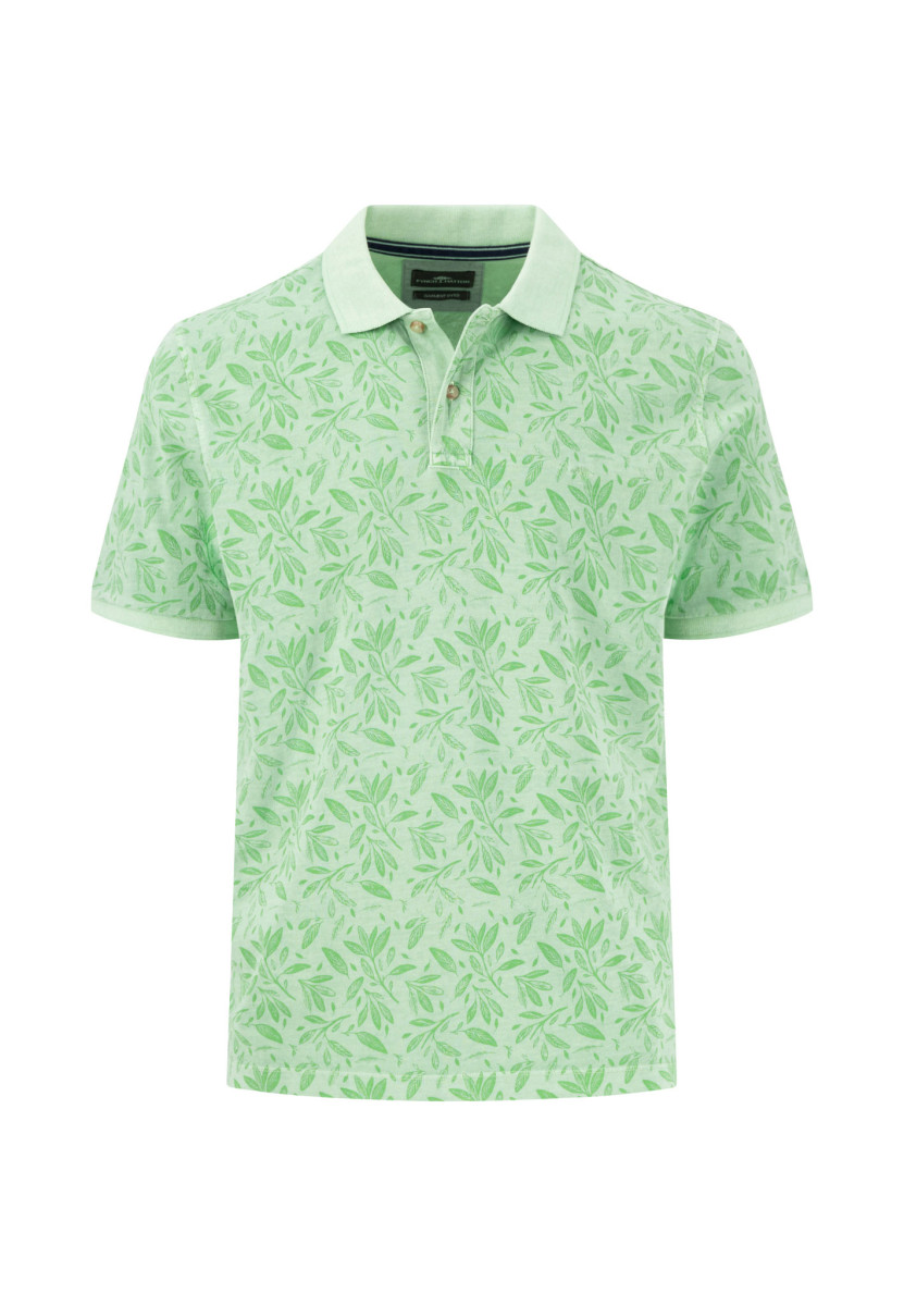 Herren Poloshirt mit botanischem Alloverprint