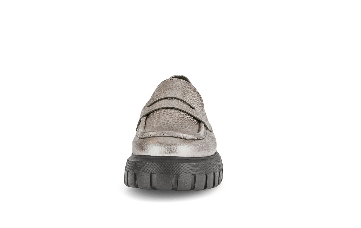 Damen Slipper Glattleder grau