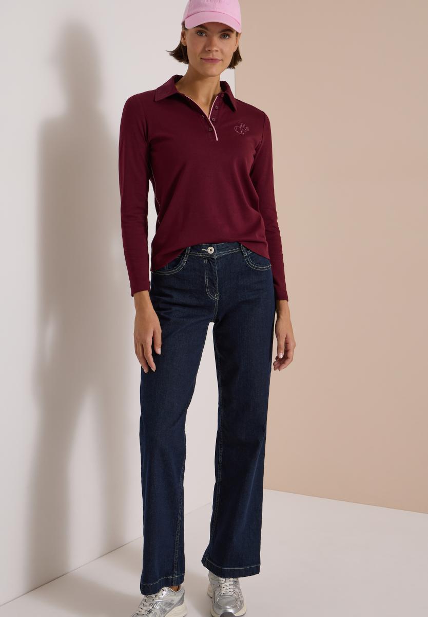 Damen Langarm Poloshirt