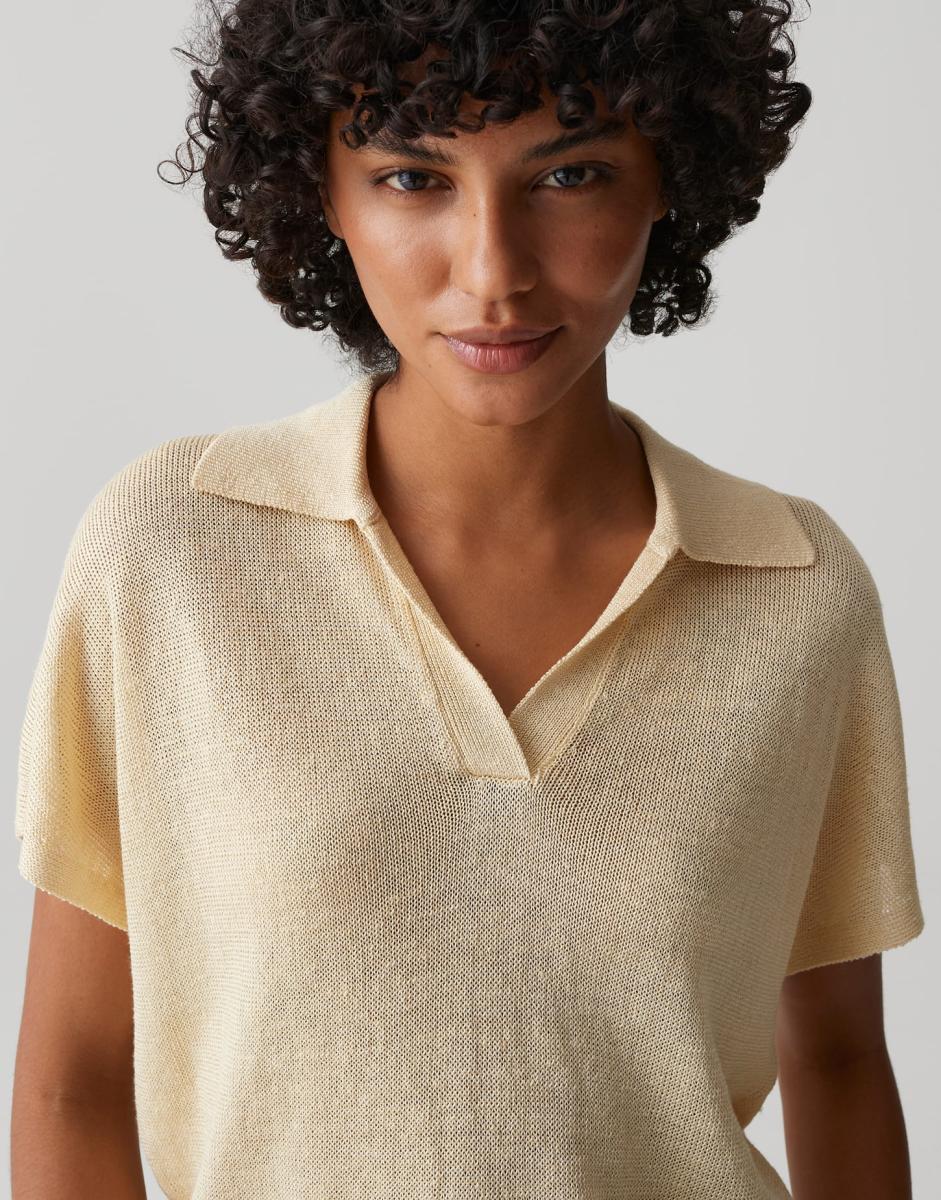Damen Kurzarm-Strick-Poloshirt Pazil