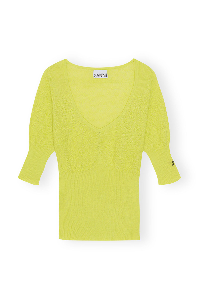 Damen Merino-Spitzenbluse mit O-Ausschnitt